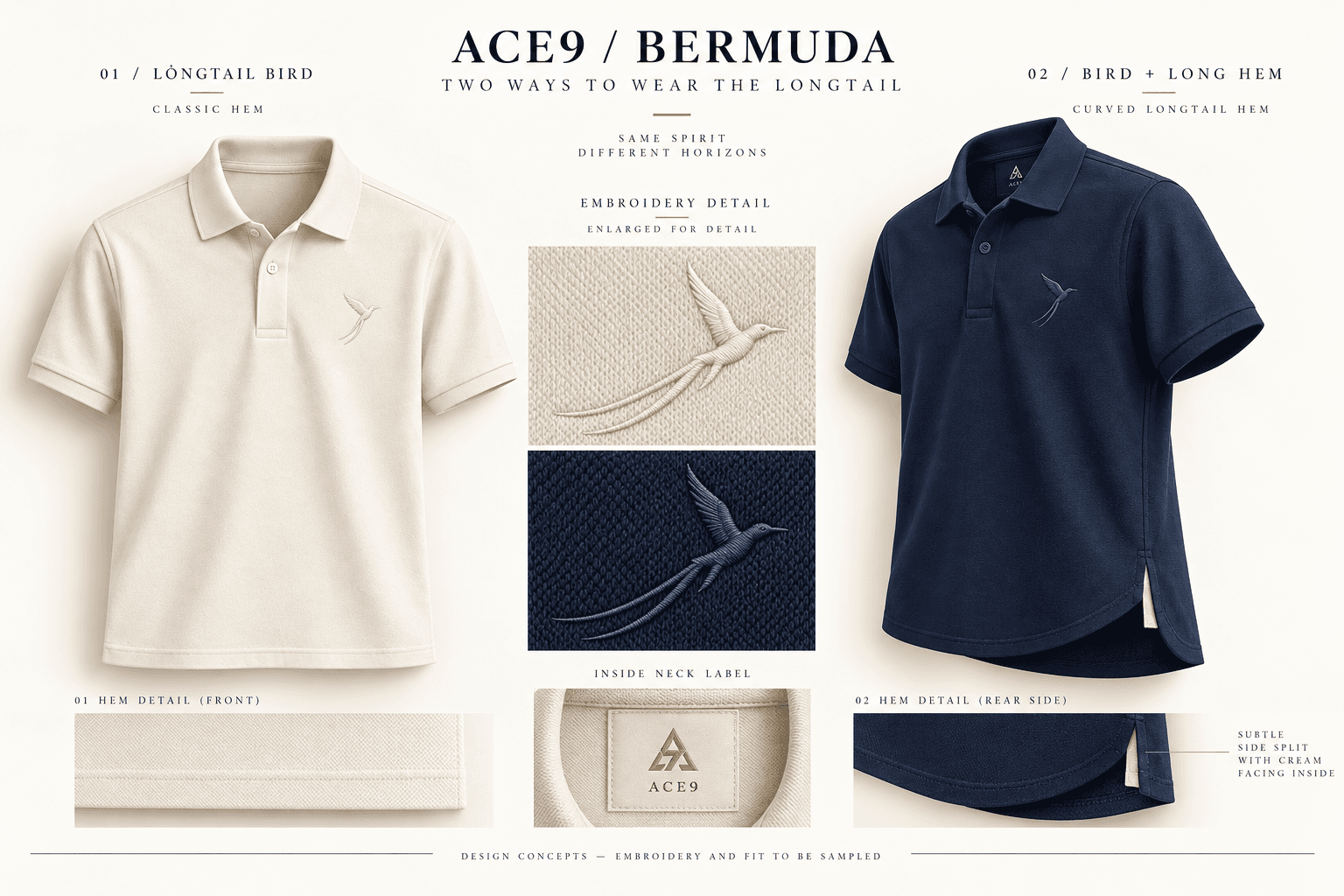 Longtail Polo — Cream design concept