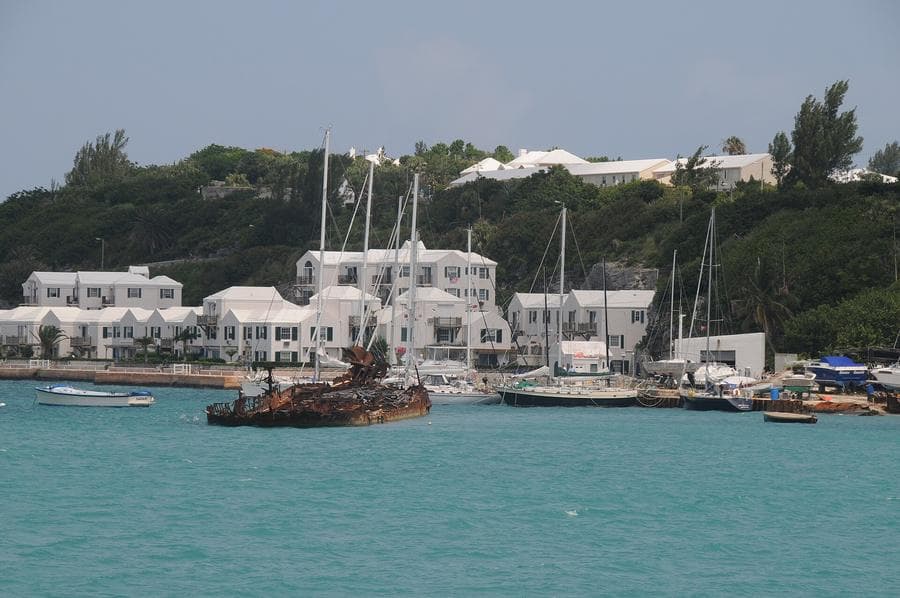 White-roofed houses around St. George's Harbour